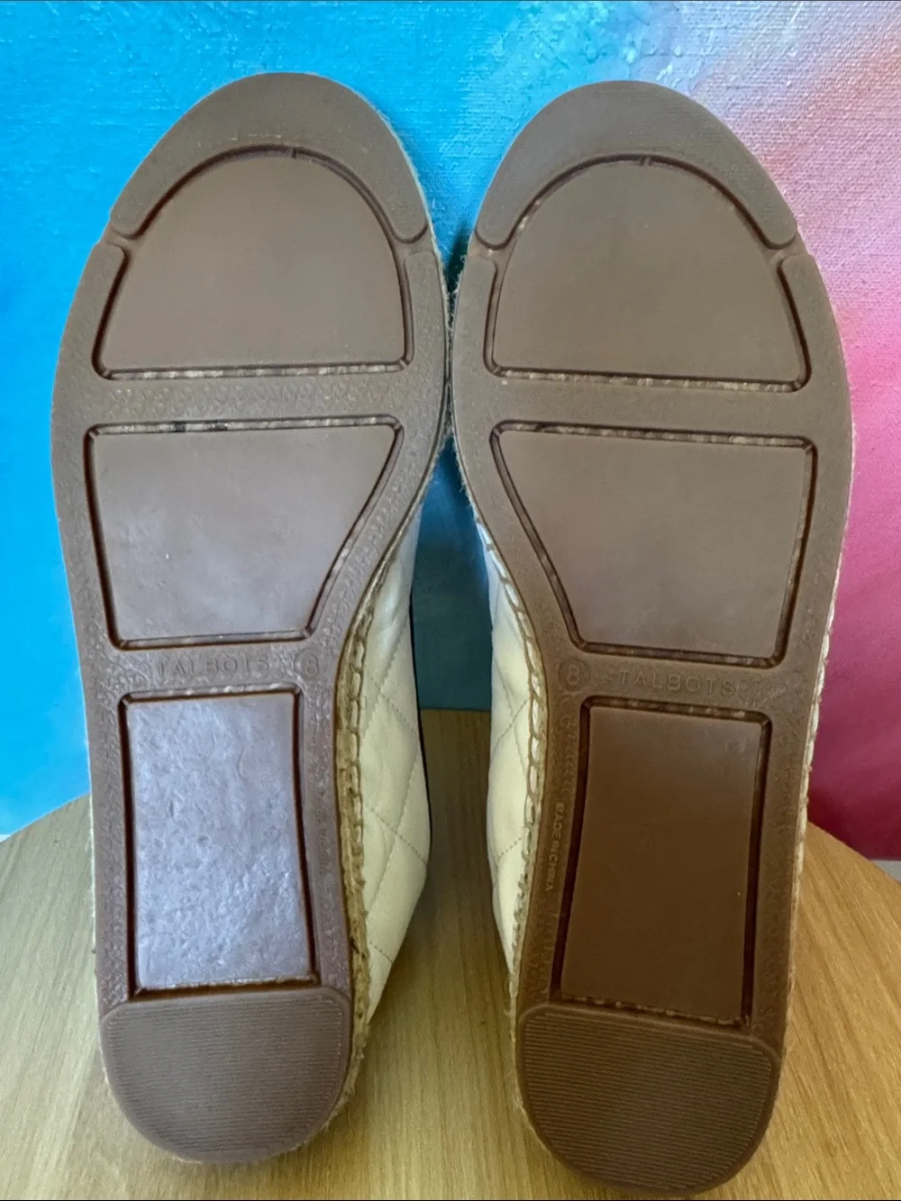 TALBOTS quilted cap-toe espadrille flats, the classic Chanel-style Size 8M NWOT